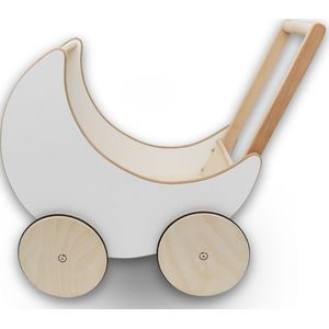 Rijoka Houten Poppenwagen Loopwagen - Houten Kinderwagen - 50x30x45cm