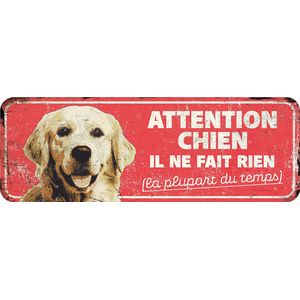 D&d Home - Waakbord - Hond - Waarschuwingsbord Golden Retriever Fr 40x13x0,3cm Rood - 1st