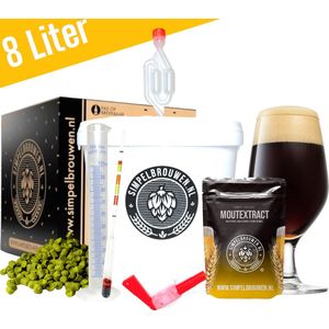 SIMPELBROUWEN® - Simpel Stout 8L Bierbrouwpakket - Zelf bier brouwen pakket - Startpakket - Gadgets Mannen - Cadeau - Cadeau voor Mannen en Vrouwen - Bier - Verjaardag - Cadeau voor man - Verjaardag Cadeau Mannen