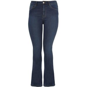 Yoek | Grote maten - dames jeans flare - donkerblauw