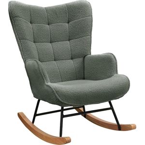 Bloominggoods® Schommelstoel - Stoel - Meubels - Fauteuil - Donkergrijs - Teddystof - Woonkamer - Babykamer - Kinderkamer - Slaapkamer - 68x92cm