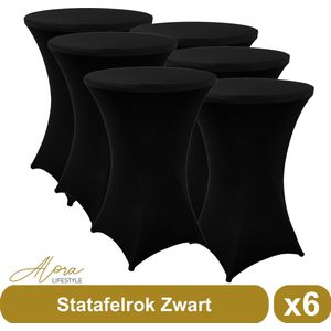 Statafelrok zwart 80 cm - per 6 - partytafel - tafelrok voor statafel - Statafelhoes - Bruiloft - Cocktailparty - Stretch Rok - Set van 6