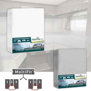 Dexitex 1 x molton 1 x hoeslaken LICHT GRIJS 3-delige sets / Lengte bedden/Enkele bedden / Camper