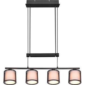 LED Hanglamp - Hangverlichting - Trion Bidon - E27 Fitting - 4-lichts - Rechthoek - Mat Zwart - Aluminium