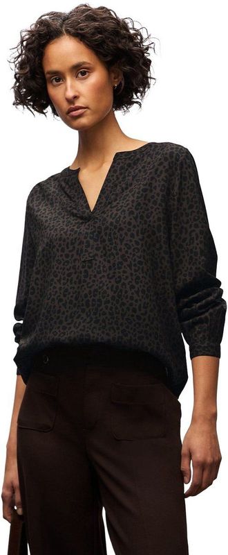 Street One Dames Split hals leo blouse in Bruin, in size: 34