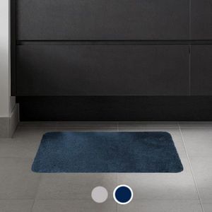 Badmat van microvezel 45 x 75 cm - Polyester - Blauw - Bleu - SILUMEN