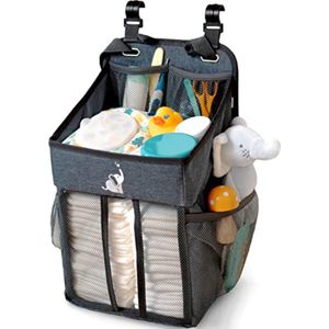 Multifunctionele Luieropslag met Compartimenten voor Luiers, Babyaccessoires en Speelgoed | Ruimtebesparende Organizer voor Luiers en Babyaccessoires | Perfect voor Luiertafel en op Reis | Donker grijze Verschoonmand | Baby Jean