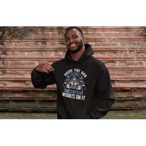 Rick & Rich Workout Hoodie - Hoodie XXL - Gym Hoodie - heren Hoodies met ronde hals - Sport Hoodie - heren Hoodie korte mouw - Fitness Hoodie - Gym Motivation Hoodie - Hoodie met opdruk - Raise the bar and put some F***ing heavy weights on iHoodie