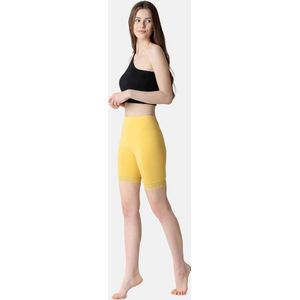 Bellivalini BLV-BLV50-216-LE Dames Leggings - Sport - Vrijetijdsbroek - Kort - Viscose - Sporbroek - Yogabroek - Geel - XL