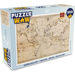 Puzzel Wereldkaart - Vintage - Bruin - Educatief - Legpuzzel - Puzzel 500 stukjes