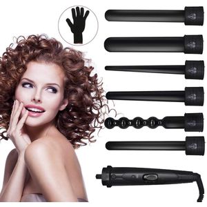 CHIWIN 6-in-1 Keramische Krultang Set – Snel Verwarmend, 2 Temperatuurinstellingen, Verwisselbare Krulstukken voor Diverse Haarstijlen – Veilig & Reishulp Dual Voltage