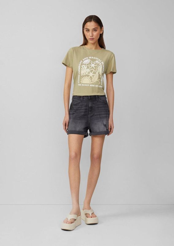 Jeans - Mom Fit Shorts - Hoog Uitgesneden - Relaxte Pasvorm - Used Look