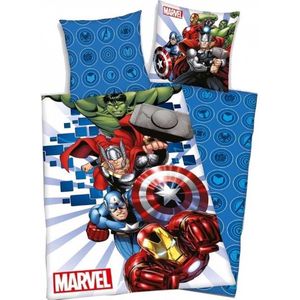 Avengers Dekbedovertrek - 140 x 200 cm. - Marvel Avenger Dekbed - Blauw