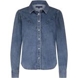 Red Button - Victoria Blouse - Medium Blue Denim - Lange Mouwen