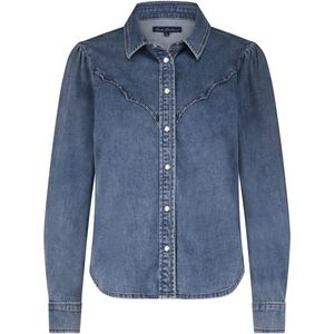 Red Button - Victoria Blouse - Medium Blue Denim - Lange Mouwen