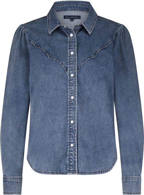 Red Button - Victoria Blouse - Medium Blue Denim - Lange Mouwen
