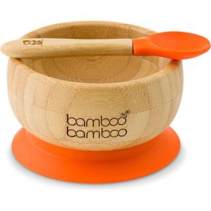 bamboo bamboo ® Babyzuignapjes en bijpassende lepel-set, blijf op de hoogte voerbak, naturel