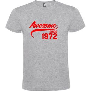 Grijs T-shirt ‘Awesome Sinds 1972’ Rood Maat XS