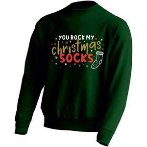 Kerst sweater - YOU ROCK MY CHRISTMAS SOCKS - kersttrui - GROEN - large -Unisex