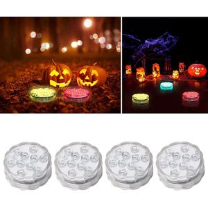 4 Stks IP68 Onderwaterlamp RGB 16 Kleuren Veranderende Waterdichte LED Zwembad Licht Aquarium Fontein Zwembad Party Decoratie met IR 24-Key Afstandsbediening - Onderwaterverlichting - Submersible Lights .