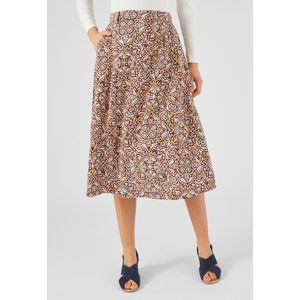 Damart - Wijde rok in linnenmix, pull-on - Dames - Rood - 50