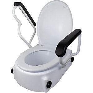 WC Verhoger/ Toiletverhoger 19 cm voor ouderen - Met deksel en armleuningen - Wit Tajo