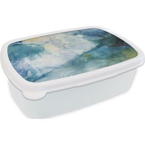 Broodtrommel Wit - Lunchbox - Brooddoos - Zee - Storm - Waterverf - 18x12x6 cm - Volwassenen
