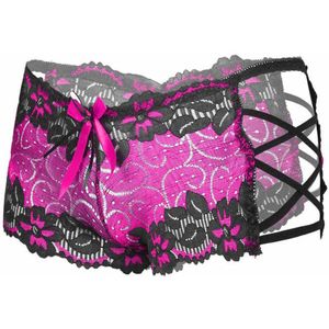 Sexy ondergoed - Sexy Lingerie - Kanten Ondergoed - Small - Small - Ondergoed met bandjes - Fuchsia met zwart - Polyester - CHPN