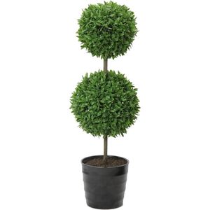 18-inch hoge kunstmatige tafelblad Engels buxus dubbele bal vormige Topiary Plant - groen - enkele verpakking