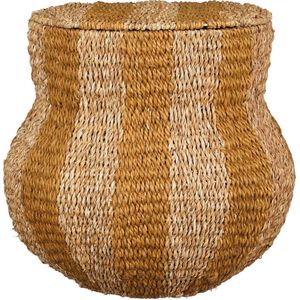 Mica Decorations Tacoma Opbergmand met Deksel - H47 x Ø50 cm - Jute - Geel