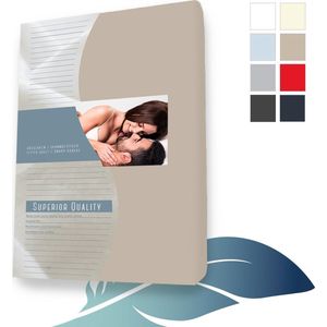 24-Bedding - Duopak (2 stuks) - Jersey Hoeslaken - Extra zacht - 97% katoen - 3% Elastaan - 90x210 cm - Taupe - 30 cm