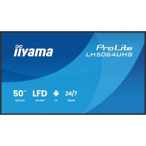 iiyama LH7564UHS-B1AG beeldkrant Digitale signage flatscreen 190,5 cm (75"") Wifi 500 cd/m² 4K Ultra HD Zwart Android 24/7