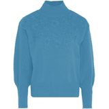 myMo - Trui - Turkoois - Met Bloemenborduursel - Dames