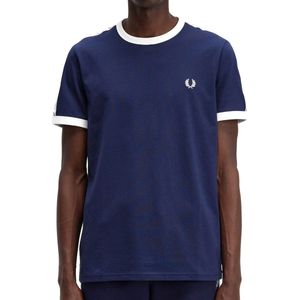 SINGLES DAY! Fred Perry - T-Shirt Navy M4620 - Heren - Maat L - Modern-fit
