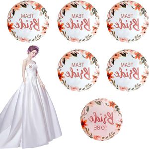 Team Bride JGA-buttons - 6 stuks - Roze en wit - Vrijgezellenfeest damesbadge - JGA-accessoires - Spel feest bruiloft verloving .