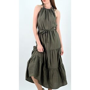 YesMooi - Gelaagde Midi Jurk - Zomerjurk - Kaki - XS (34)