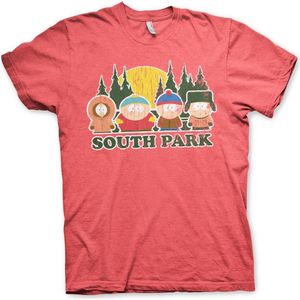 South Park Distressed T-Shirt Heather-Red-XL