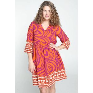 Paprika Korte tuniekjurk in viscose met tweekleurige print