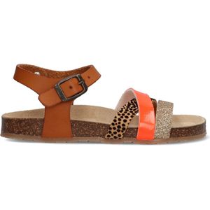 Braqeez Saar Spain Meisjes Sandalen - Bruin/Print/Oranje - Imitatieleer - Gesp