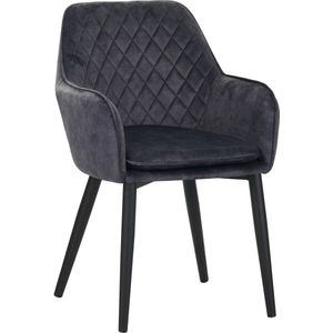 Colenis® - Jay Eetkamerstoel - Set Van 4 - Grijs - Fluweel - Velvet - Met armleuning