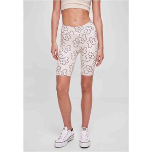 Urban Classics - High Waist All Over Print Tech Korte cycle broek - 5XL - Creme