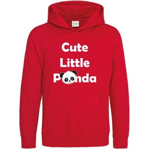 Pixeline Hoodie Cute Little Panda rood 9-11 jaar - Panda - Pixeline - Trui - Stoer - Dier - Kinderkleding - Hoodie - Dierenprint - Animal - Kleding