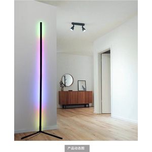 Moderne LED Vloerlamp - RGB-Licht - Met Afstandsbediening - Dimbaar - Staande Lamp - Hoeklamp - Verticale Lamp - Sfeerlicht - Woonkamer - zwart - Aluminium