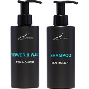 Douchepakket Zen Moment - Shower & Wash + Shampoo - 300 ml per fles - bodycare - luxe fles - set van 2 stuks - Cadeau