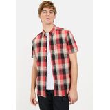 camel active - Geruit Kort Mouw Shirt - Rood - 100% Katoen