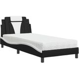 vidaXL - Bed - met - matras - kunstleer - zwart - en - wit - 90x190 - cm