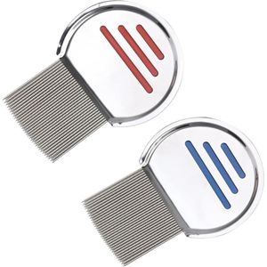 2 Pieces Stainless Steel Lice Combs - Nitty Gritty Nit Comb for Long Thick Hair - Durable and Reusable