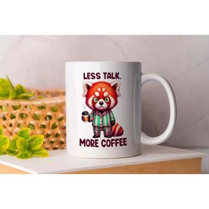 Mok Red Panda Less Talk More Coffee - Cute - Adorable - CutiePie - Sweet - Lovely - Pretty - Schattig - Lief - Mooi - Snoezig - coffee