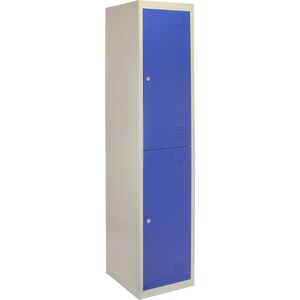Lockerkast Metaal - Blauw - Tweedeurs - Flatpack - 38cm(B)x45cm(D)x180cm(H) - Ventilatie - 2 GRATIS magneten - lockers kluisjes