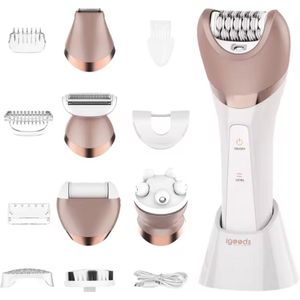 Igoods 6-in-1 Ladyshave - Scheerapparaat voor vrouwen - Dameshaarverwijderaar - Epileerapparaat Vrouwen - Trimmer - Eeltverwijderaar - Massageapparaat - Bikinitrimmer - Borstel - Oplaadbaar - Roze